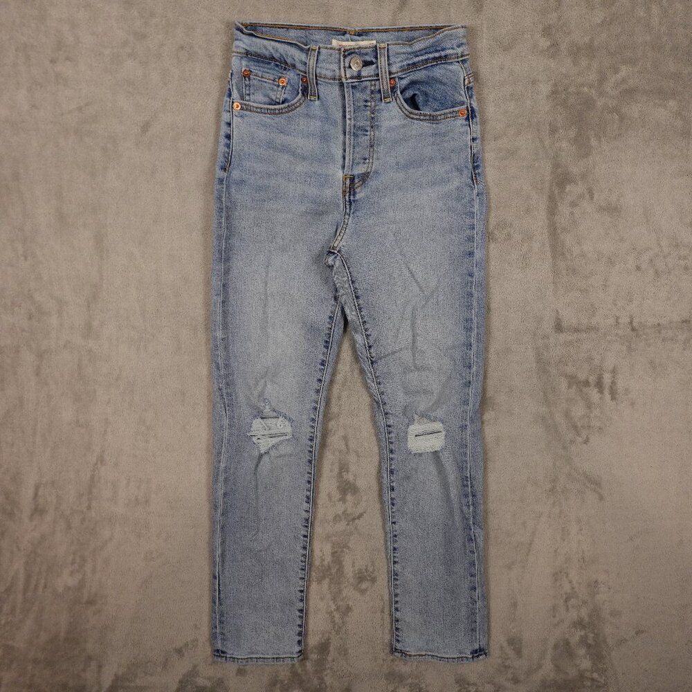 Levi's Jeans Wedgie Straight High‎ Rise Distressed Women's 25 Light Wash Blue